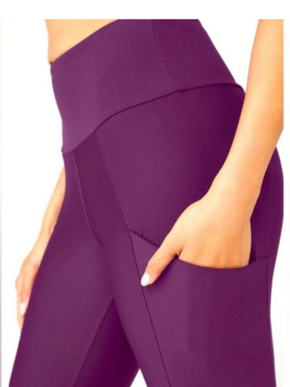 Alo Yoga Ribbed Airlift High Waist 7/8 Legging Dark Plum XS - Picture 4 of 9